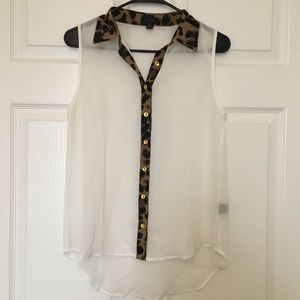 White and Cheetah Button Down